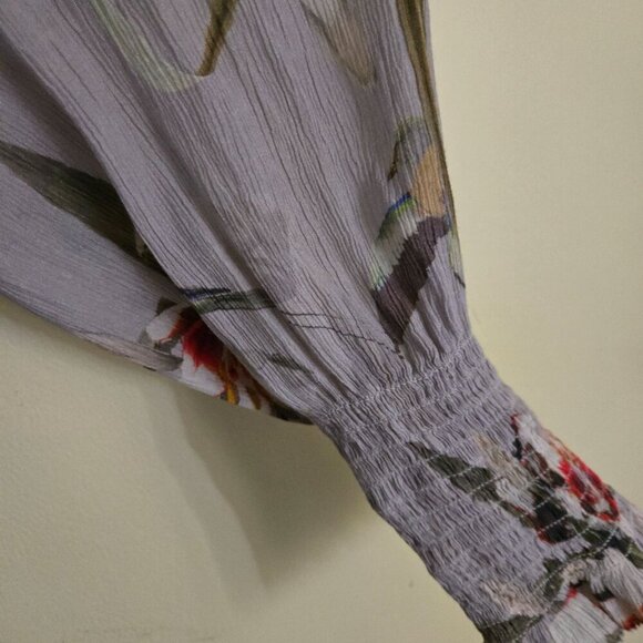 Allsaints Lara Kuroyuri Floral Long Sleeve Ruffled Blouse Quiet Luxury Size 2 - Picture 9 of 11